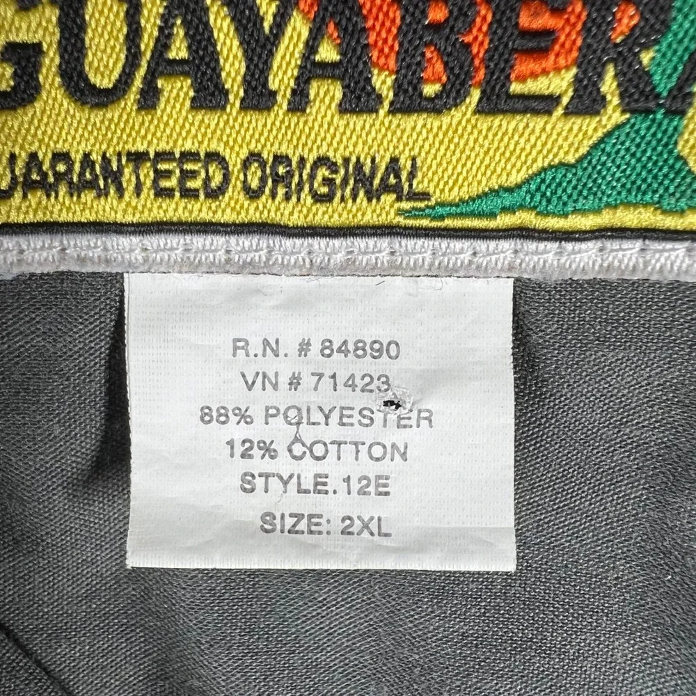 Haband Guayabera Mens 2XL Gray Embroidered Short Sleeve Button Down Shirt